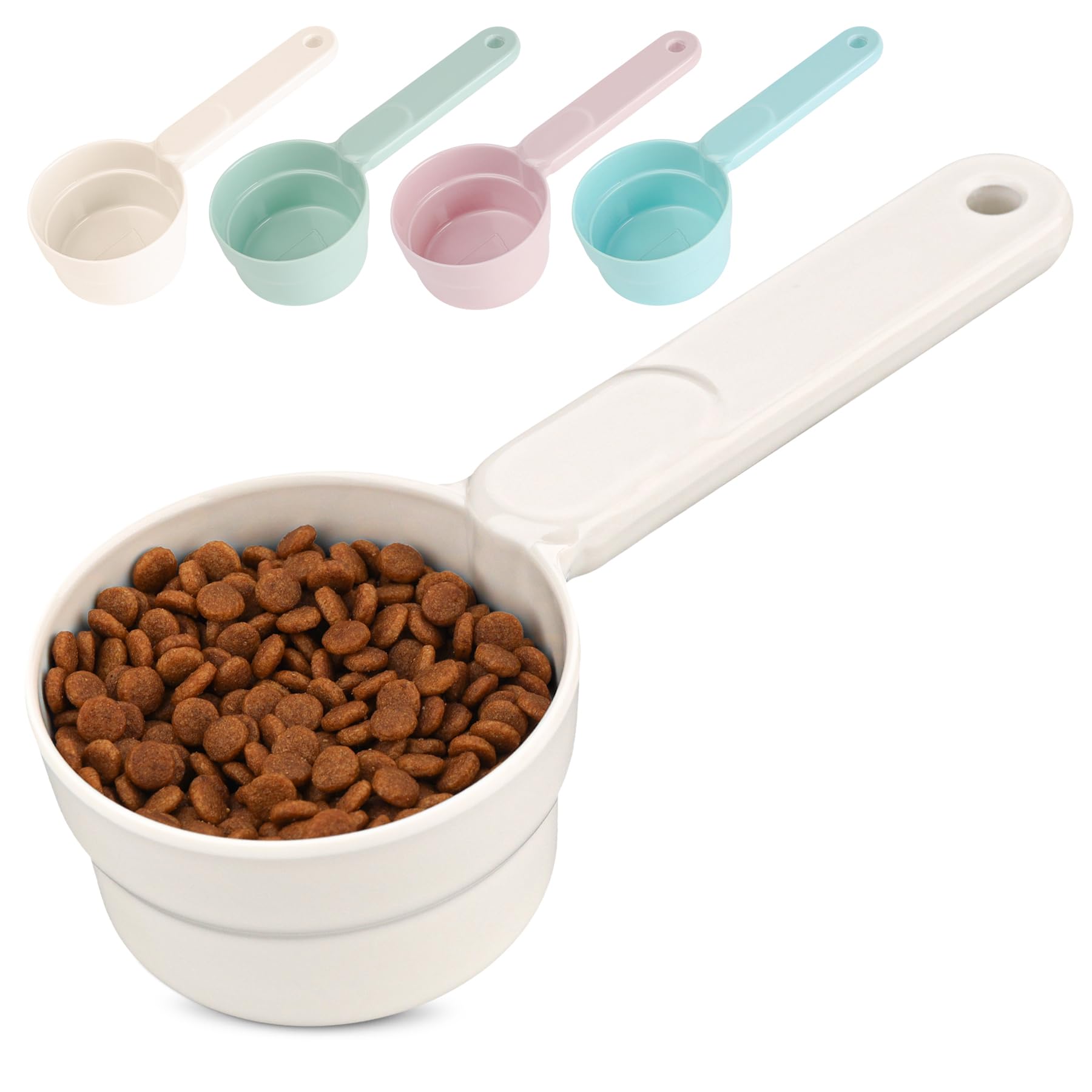 MSBC Melamine Pet Food Scoop, Cat Food Measuring Cups, Comfortable Long Handle Scoop for Dog, Cat, Ferret and Rabbit Food, 1 Cup