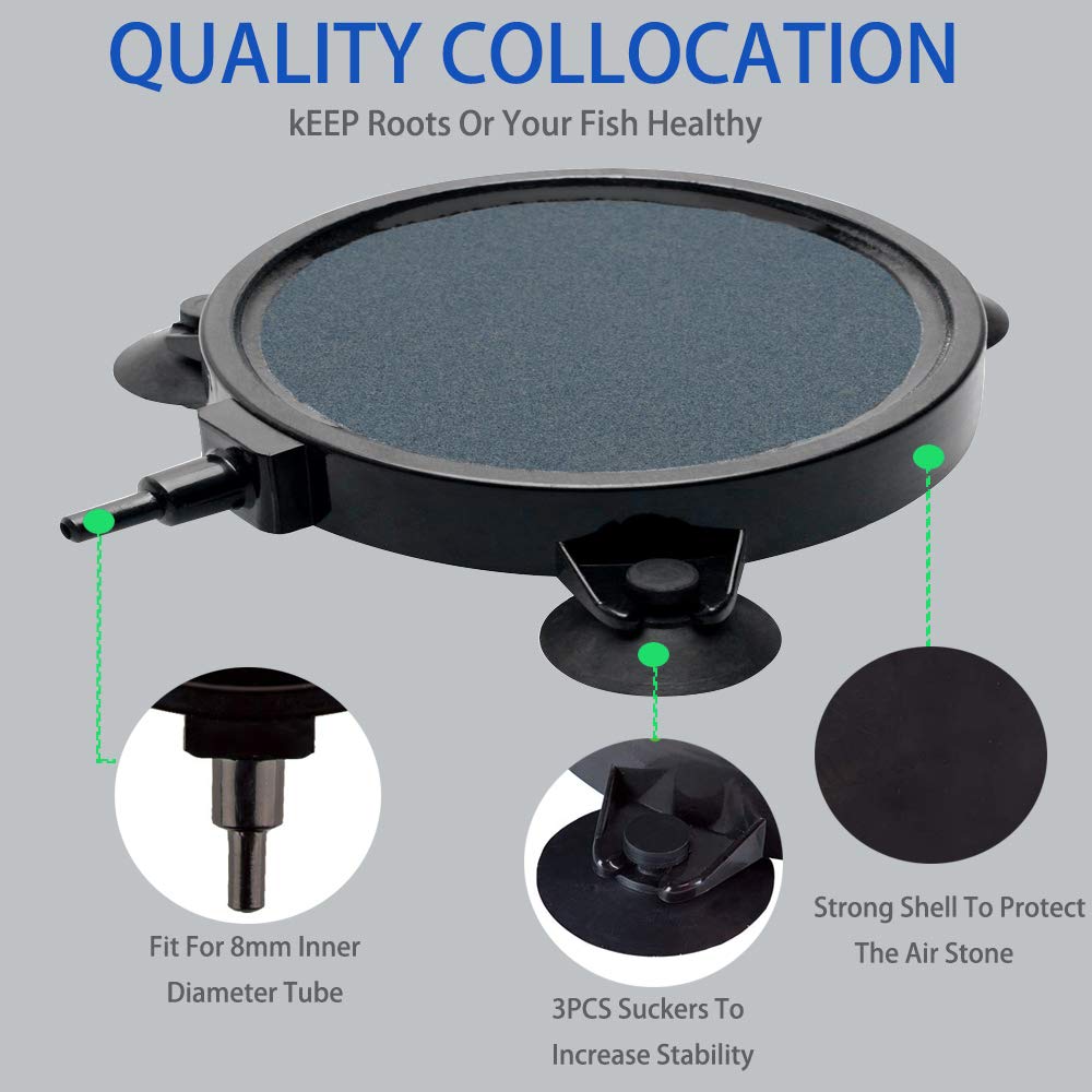 Pinvnby 4.2-Inch Air Stone Disc Bubble Diffuser With Suction Cups For Oxygenation In Fresh/Saltwater Tanks, Ponds, Hydroponic, Aquaponics, And As A Decorative Airstone For Aquariums (2 Pcs)