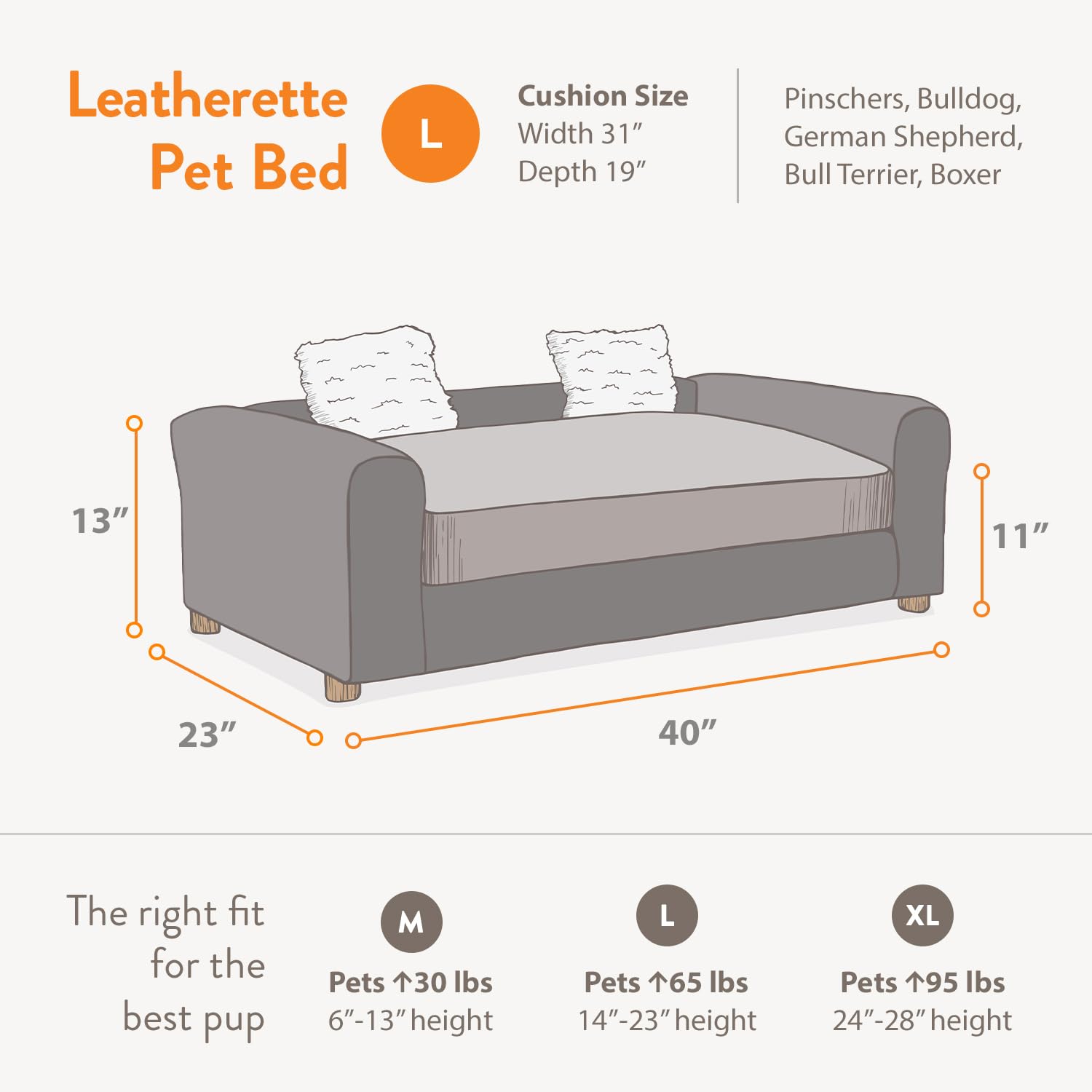 Moots Premium Leatherette Pets Sofa, Black/Charcoal, Medium/Large