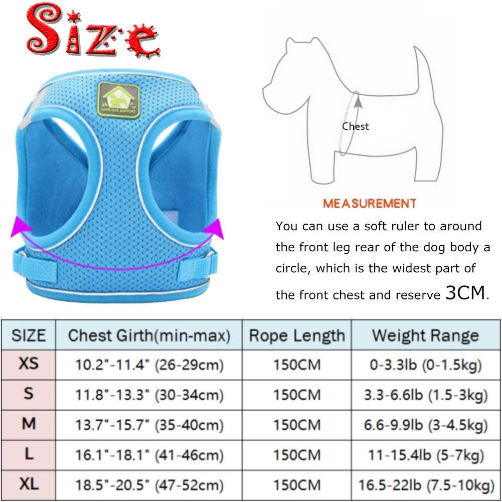 FEimaX Dog Harness and Leash Set, No Pull Soft Mesh Reflective Escape Proof Small Dog Cat Vest Adjustable Pet Outdoor Harnesses