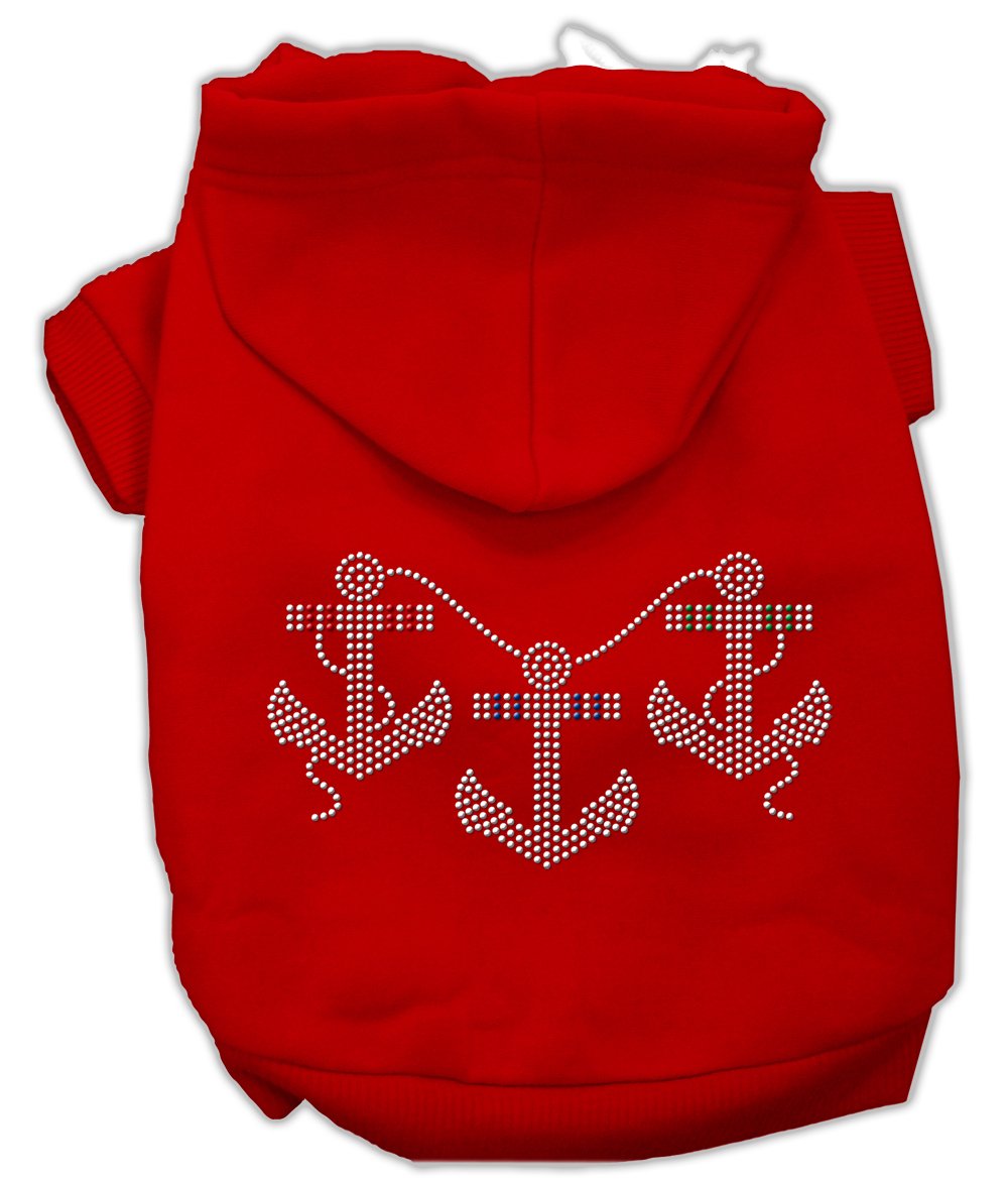 Mirage Pet Products 14-Inch Rhinestone Anchors Hoodies, Large, Red