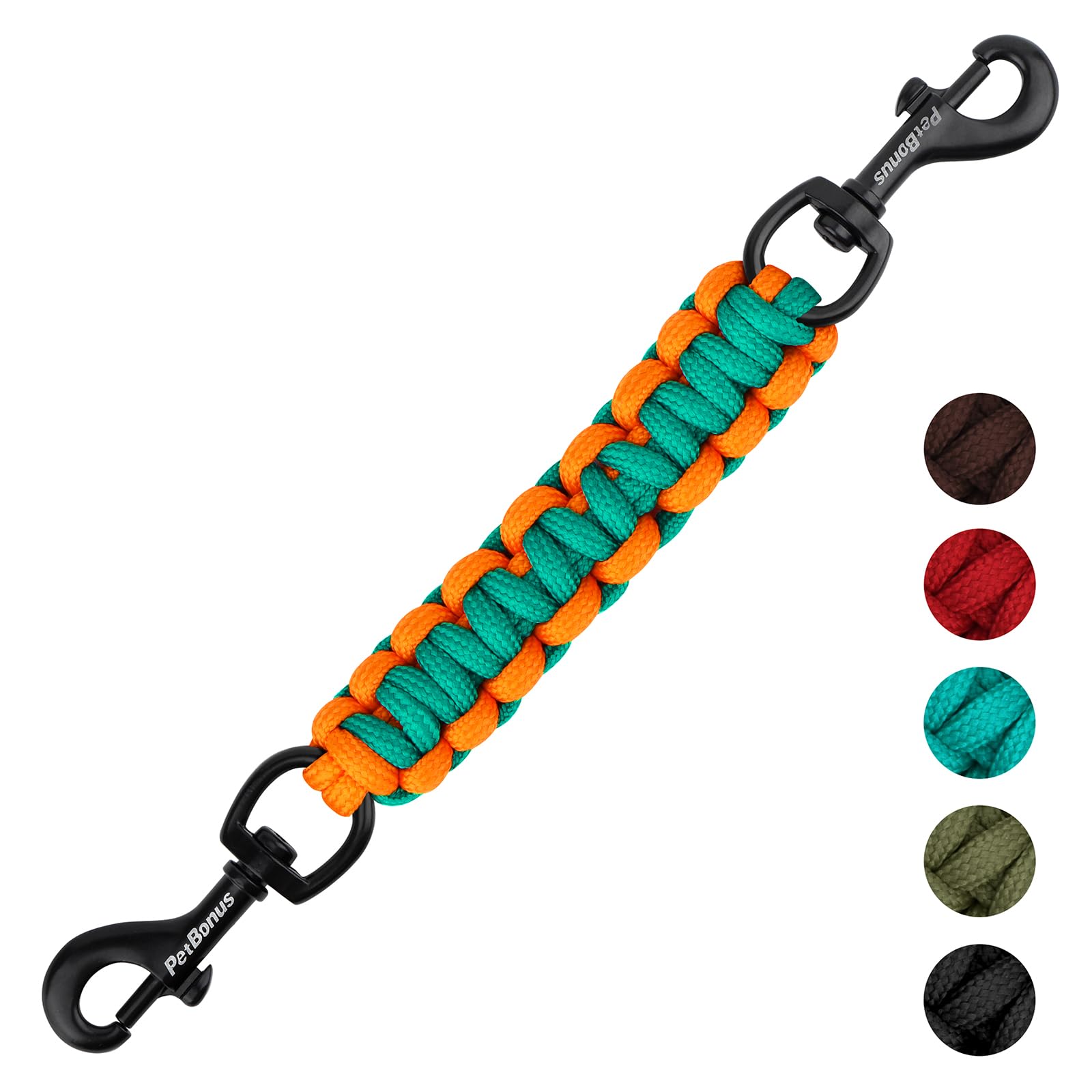 Petbonus Dog Collar Safety Clip, Handmade Backup Safety Strap For Dog Harness, Prong Collar, Pinch Collar, Double Ended Clasp Le