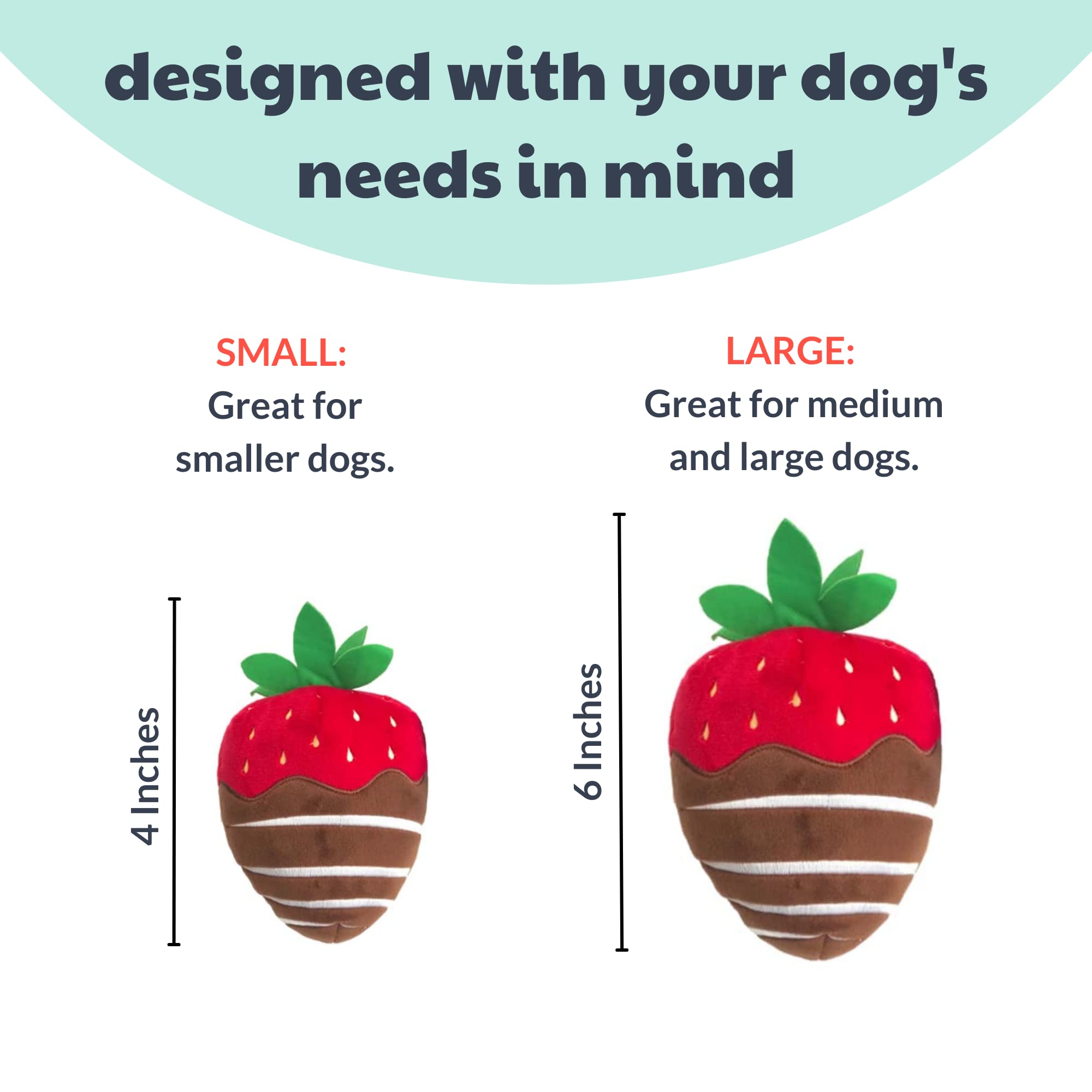 Huxley & Kent for Dogs | Chocolate Strawberry (Small) | Valentine's Day Funny Dog Toy | Power Plush Dog Toy with Squeaker | Dog