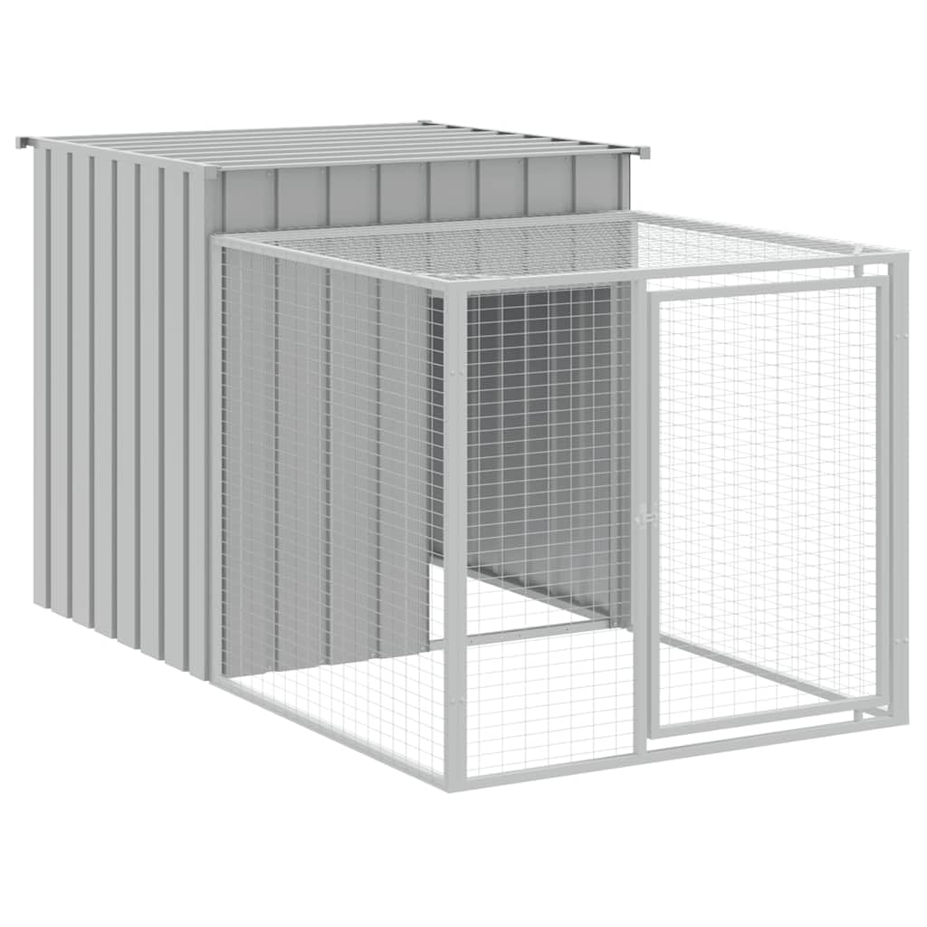 vidaXL Light Gray Chicken Cage with Run - Versatile, Durable Galvanized Steel Chicken Coop with Protective Roof and Meshed Desig