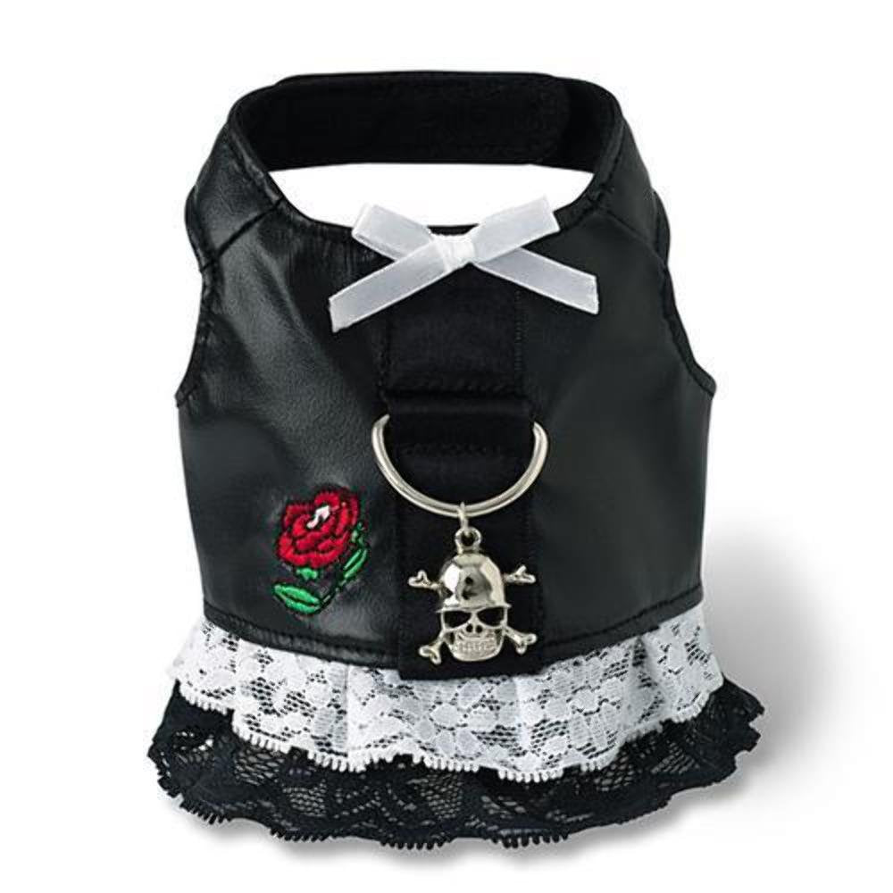 Doggles Biker Dress Dog Harness, Black, Teacup