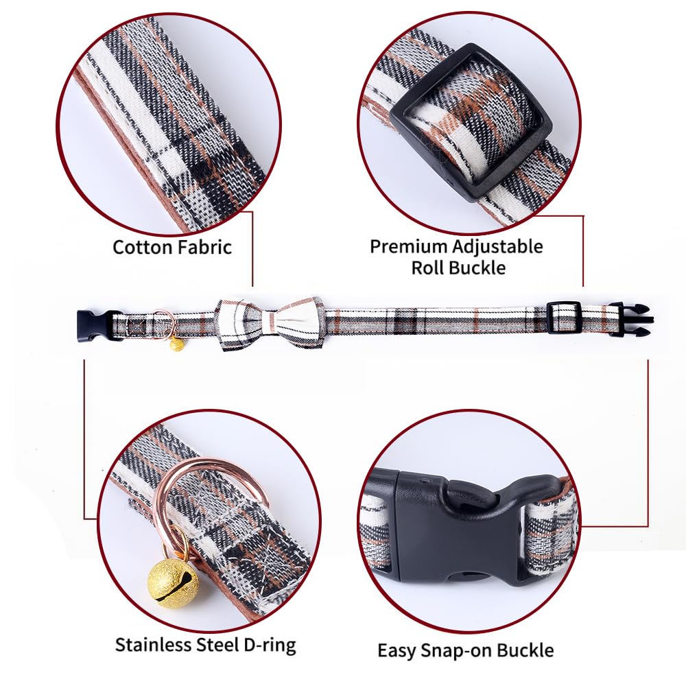 Yizepet Dog Collar With Bow Tie- Adjustable Pet Collar For Dogs With Metal Snap Fastener Collar, Stylish Pattern For Small Mediu