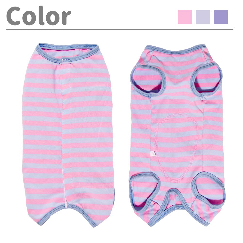 Dog’S Recovery Suit Post Surgery Shirt For Puppy, Wound Protective Clothes For Little Animals(Pink Blue Stripe-S)