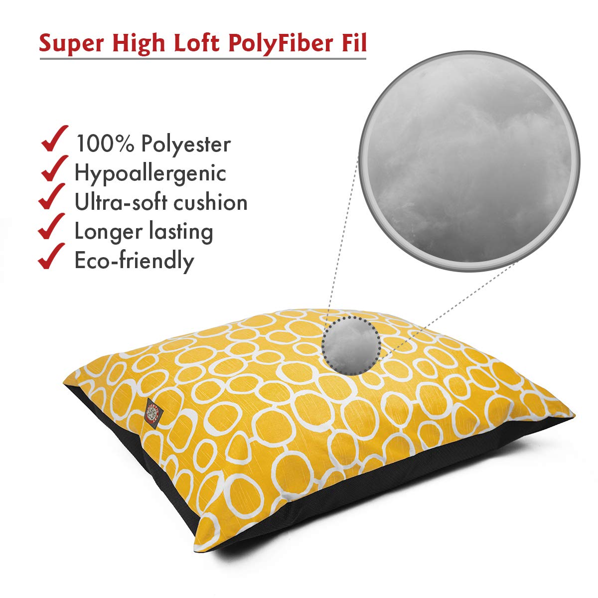 Majestic Pet Rectangle Medium Dog Bed Washable – Non Slip Comfy Pet Bed – Dog Crate Bed Super Value Pillow Dog Bed – Dog Kennel Bed For Sleeping - Dog Bed Medium Breed 35 X 28 Inch – Fusion Yellow