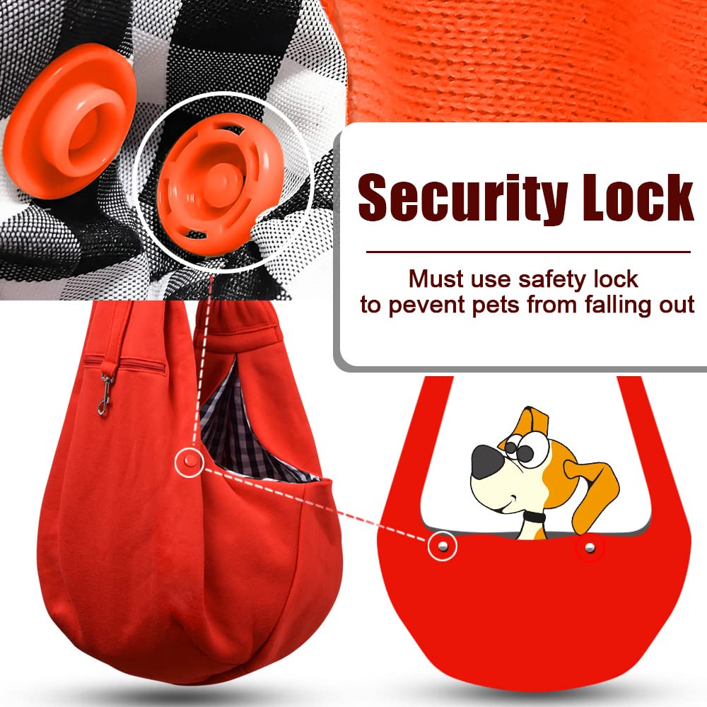 Tomkas Small Dog Sling Carrier - Adjustable Strap & Zip Pocket - for 3-10 lbs Pets(Red)