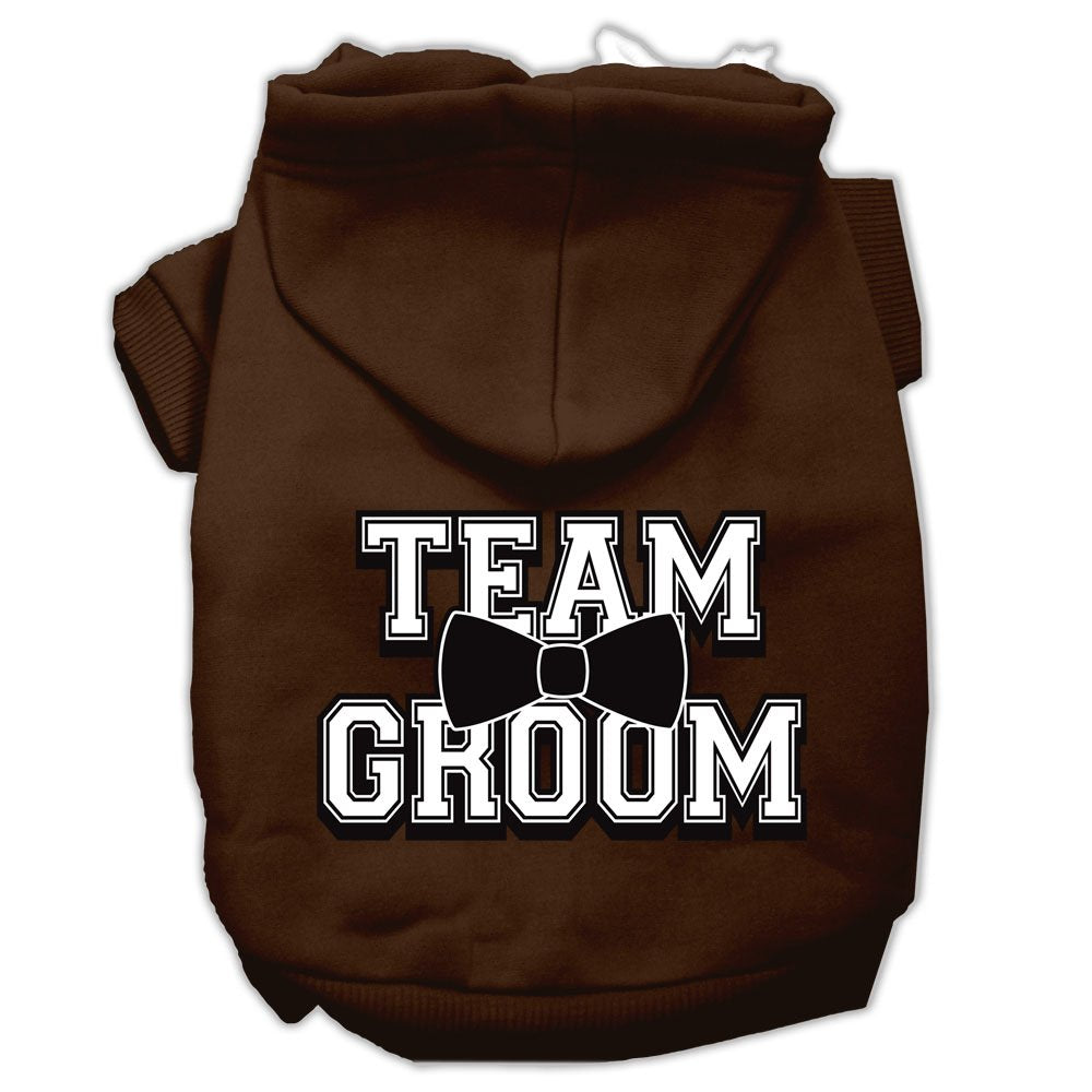 Pet Dog & Cat Hoodie Screen Printed, &quot;Team Groom&quot; Brown 2XL (20-25 lbs.)