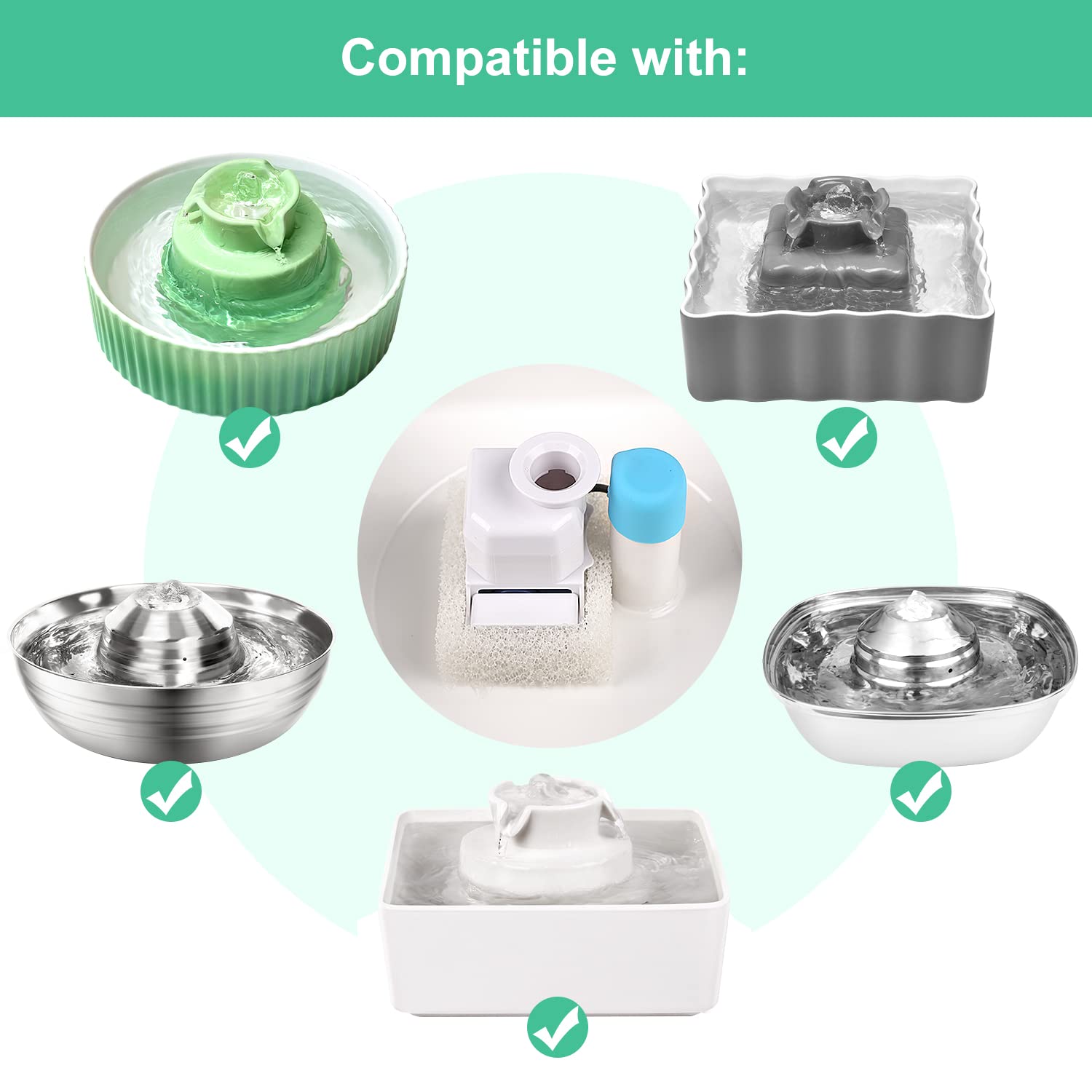 16 Pack Replacement Filters for 360 CupCake Ceramic Pet Fountain, GISOFIK Cat Water Fountain Filter, Triple Filtration Pet Fount