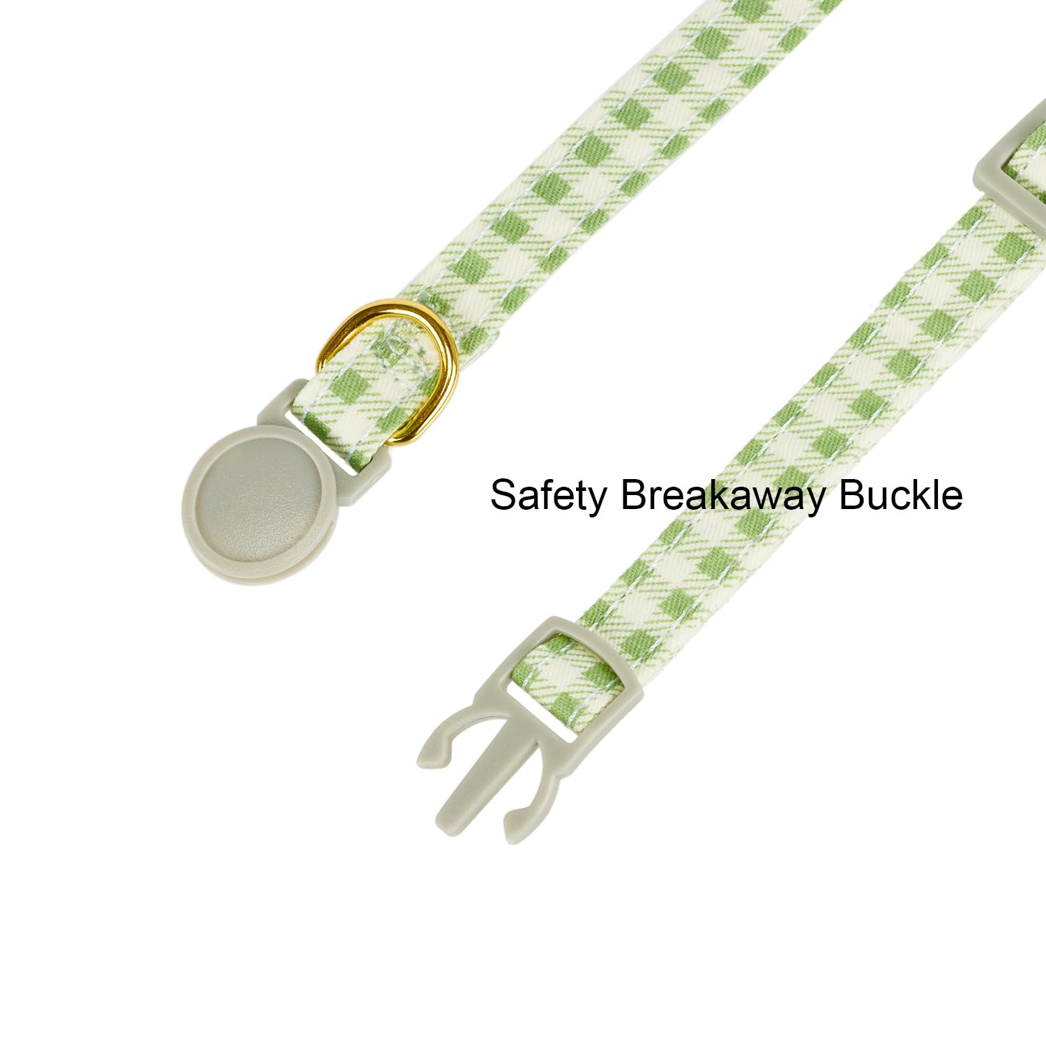 Yudote Bowtie Cat Collar With Bell, 2 Pack Cotton Breakaway Kitten Collars With Removeable Bow Stylish Cat Collars, Floral Green