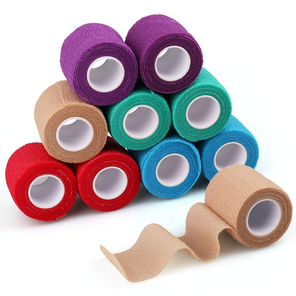 LotFancy Vet Wrap for Horses Dogs, 10 Pack, 2 inch x 5 Yards Self Adhesive Bandage Wrap, Breathable First Aid Tape for Pets Leg 