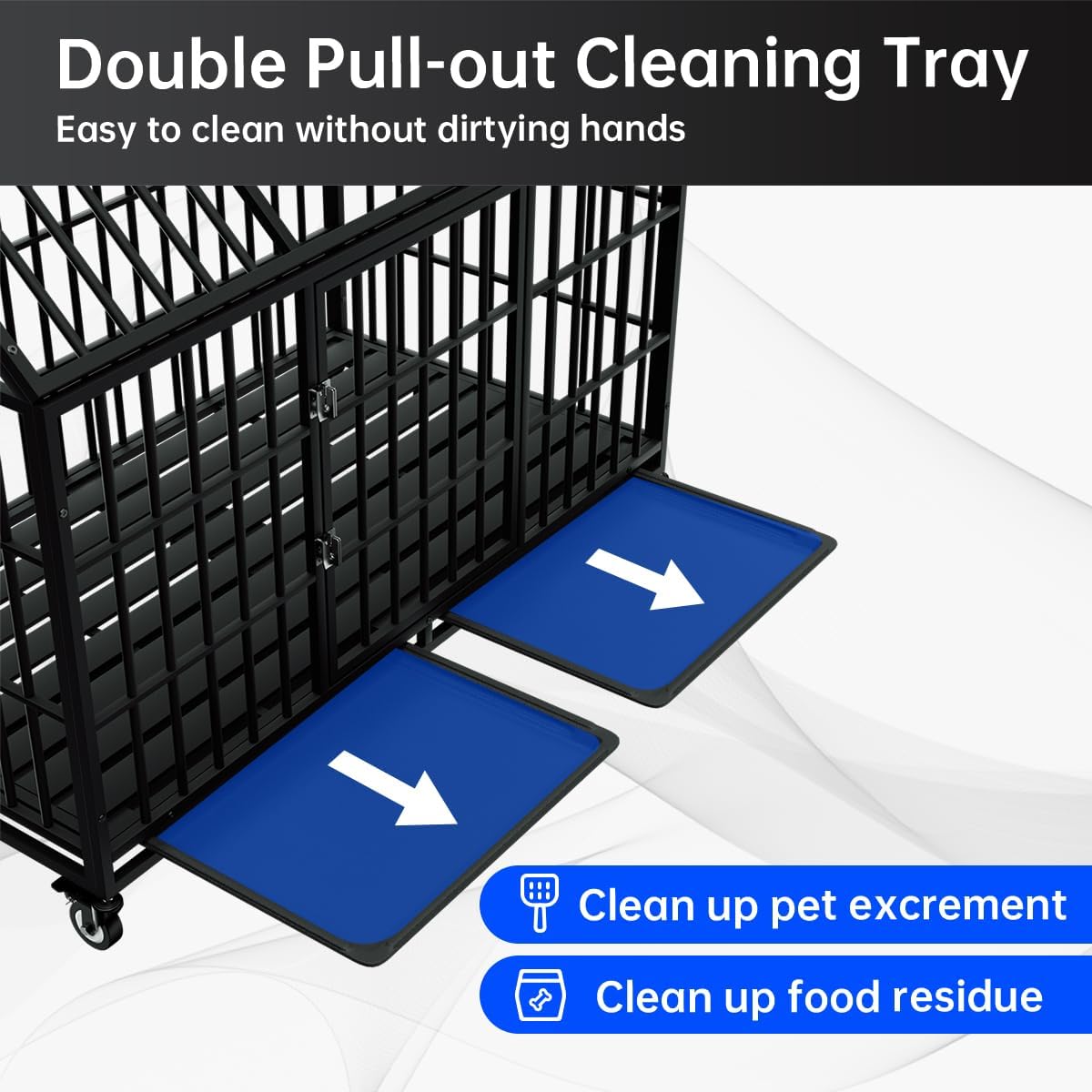 Snuowu 54 Inch Heavy Duty Dog Crate Large Dog Cage Strong Metal Dog Kennels And Crates For Large Dogs Top Open With Wheels 2 Rem