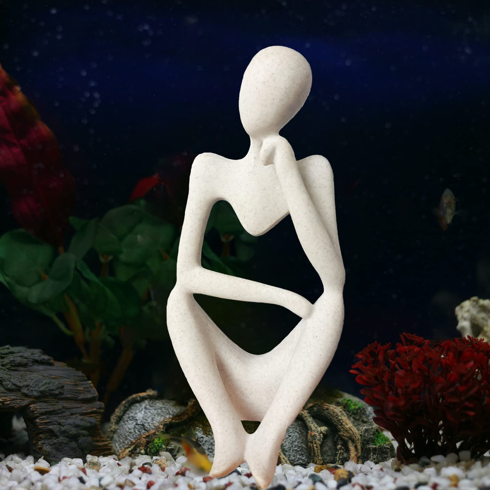 Dnoifne The Thinker Sculpture, Aquarium Ornaments, Abstract Sculpture Statue, Gift Art Decorative, Home Decor Figurine (Left, La