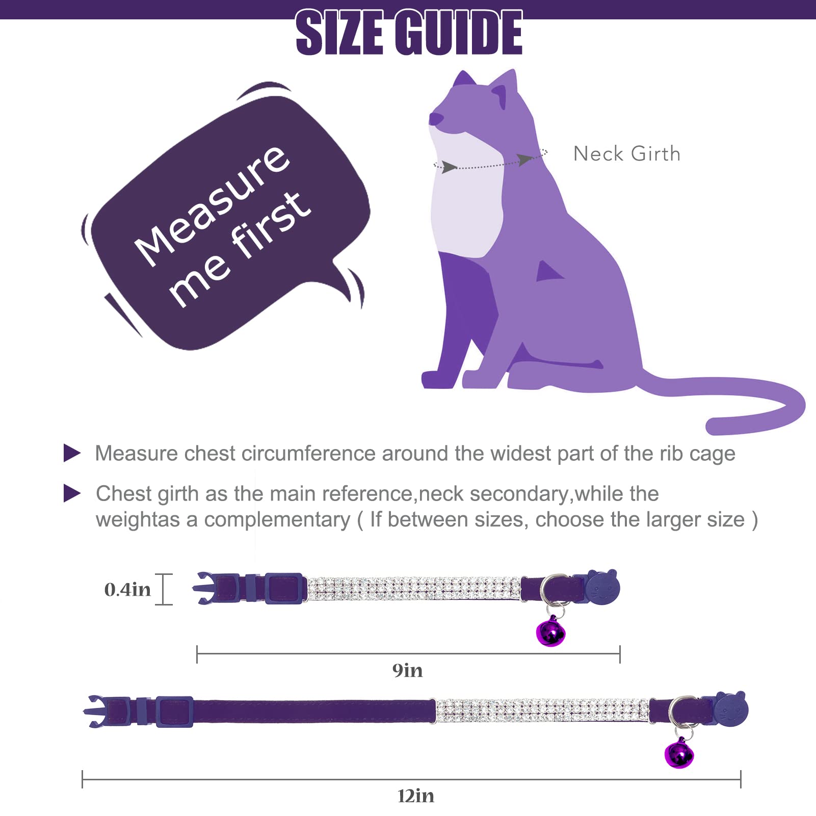 Expawlorer Soft Velvet Safe Cat Collars For Girl Cats -2 Pack Rhinestones Bling Diamante Adjustable Collars Breakaway- Chirstmas