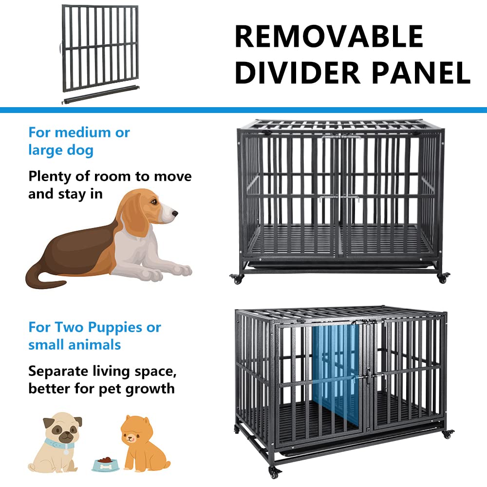 Smonter Stackable Dog Crates With Divider-Heavy Duty Dog Kennels And Crates For Small Medium And Large Dogs