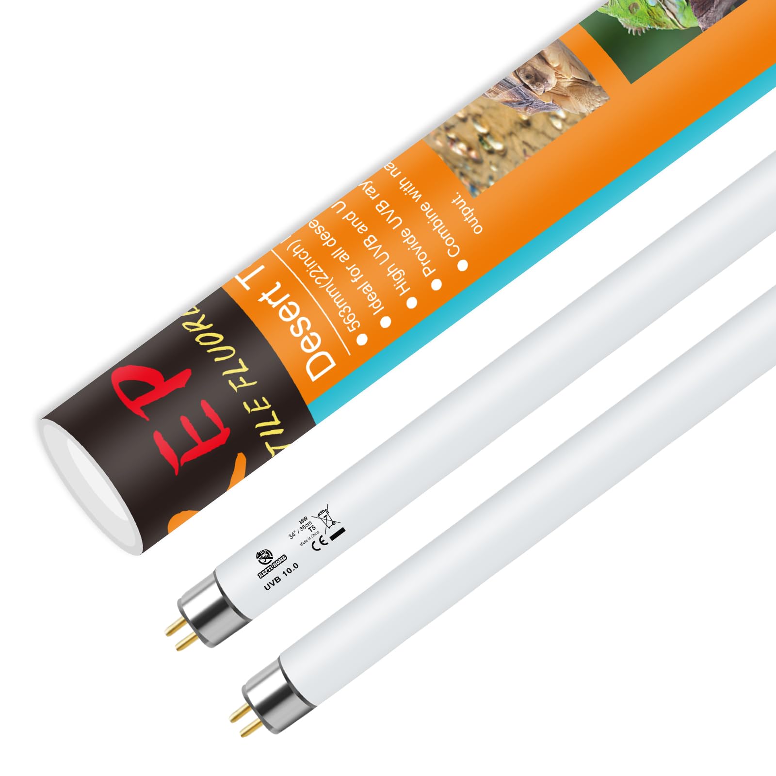 Repti Home T5 Uvb Reptile Light 39W 10.0, Uva Light Bulb For Reptiles, 2 Pack Lamp Tube For Bearded Dragon