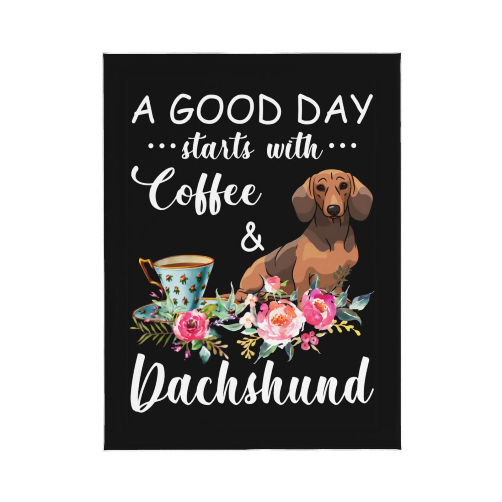 Cute Printing Super Soft Pet Throw Blanket A Good Day Starts with Coffee and Dachshund Sofa Bed Blanket Suitable for Small Mediu