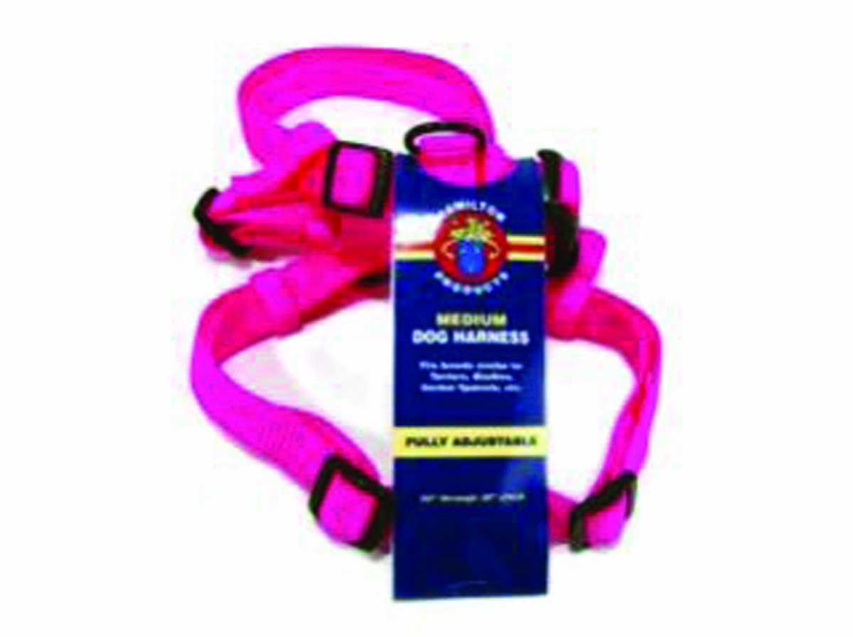 Hamilton Adjustable Comfort Nylon Dog Harness, Hot Pink, 3/4'' x 20-30''
