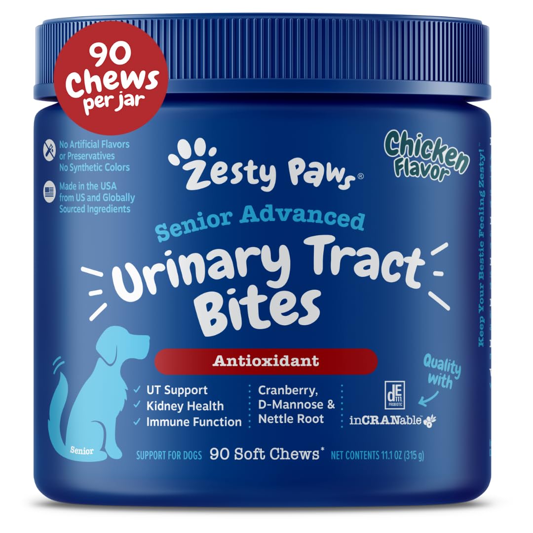 Zesty Paws Senior Cranberry Supplement for Dogs - Bladder Control for Senior Dogs - Urinary Tract Support - Cranberry Chews - Im