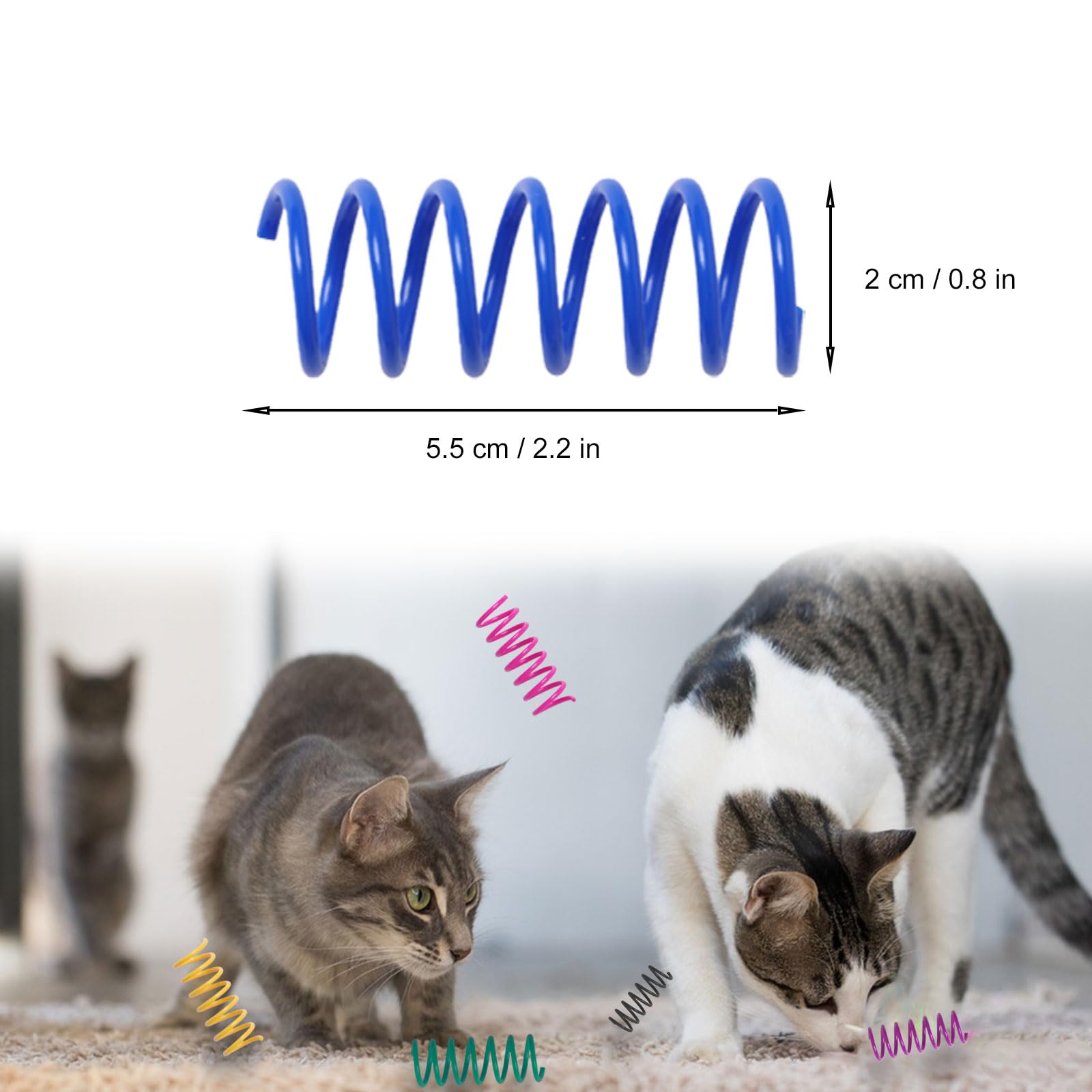 Kitys Fatch 12PCS 12Colors Cat Spring Toys for Indoor Cats, Interactive Coil Springs for Self Play, Durable Heavy Plastic Cat Sp