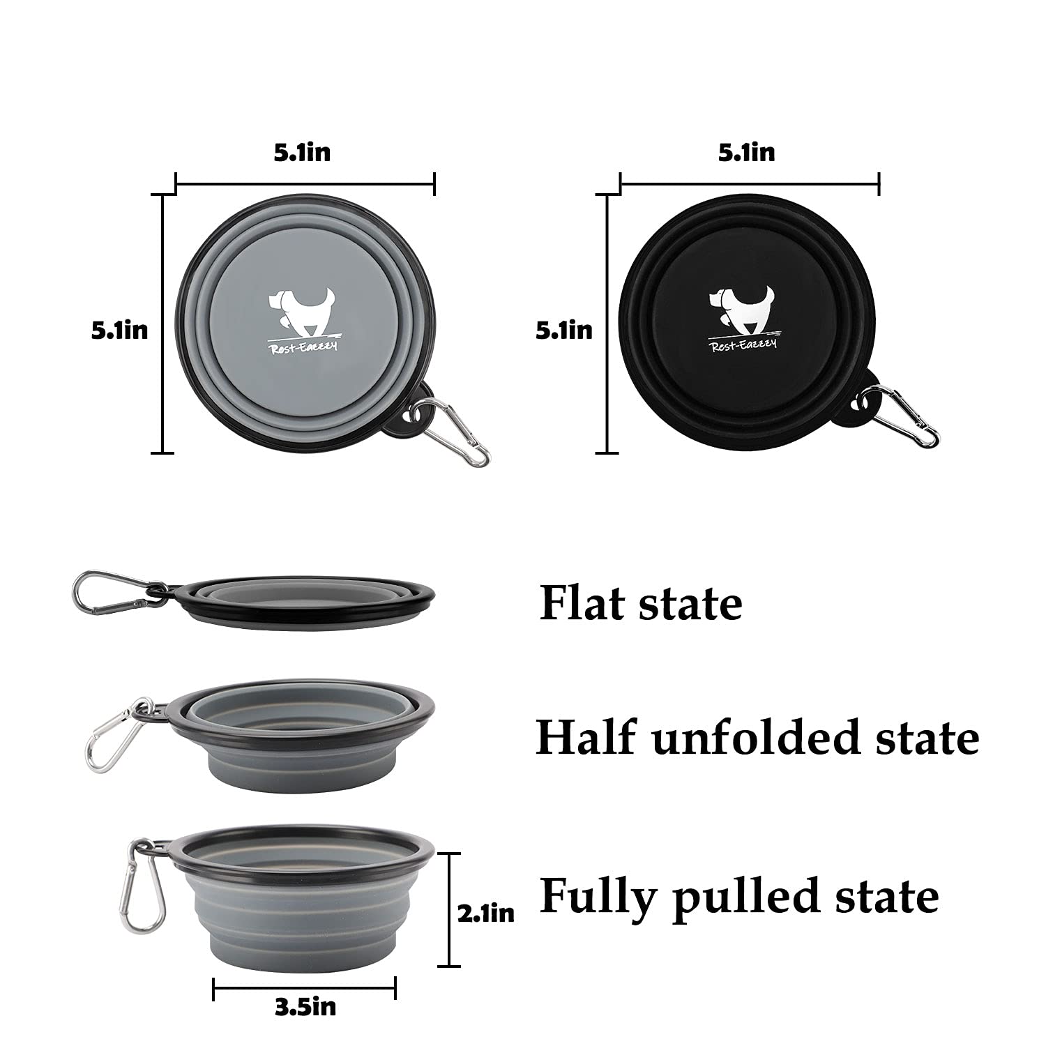 Collapsible Dog Bowls for Travel, 2-Pack Dog Portable Water Bowl for Dogs Cats Pet Foldable Feeding Watering Dish for Traveling
