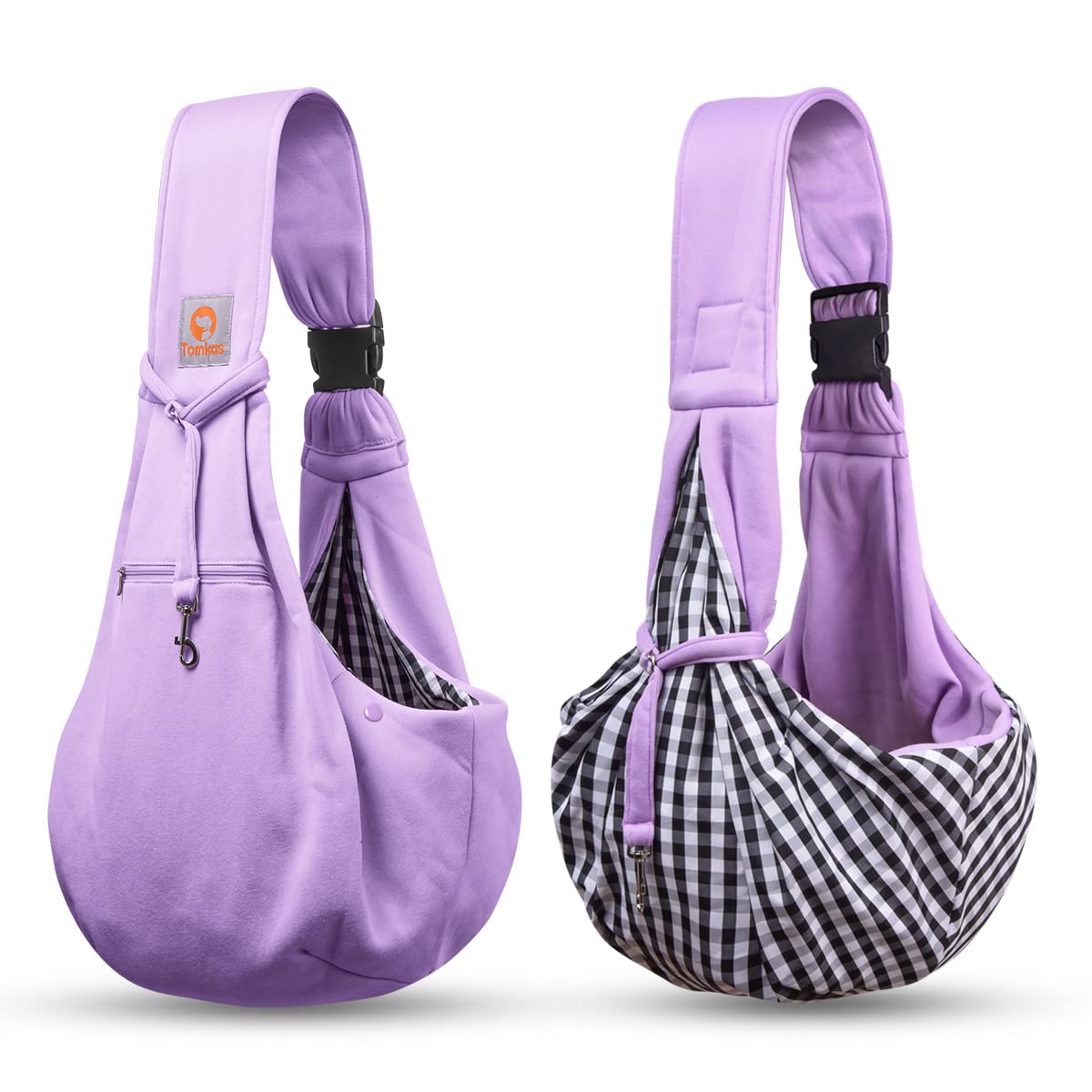 Tomkas Dog Sling Carrier For Small Dogs Puppy (Light Purple, Adjustable Strap & Zipper Pocket)