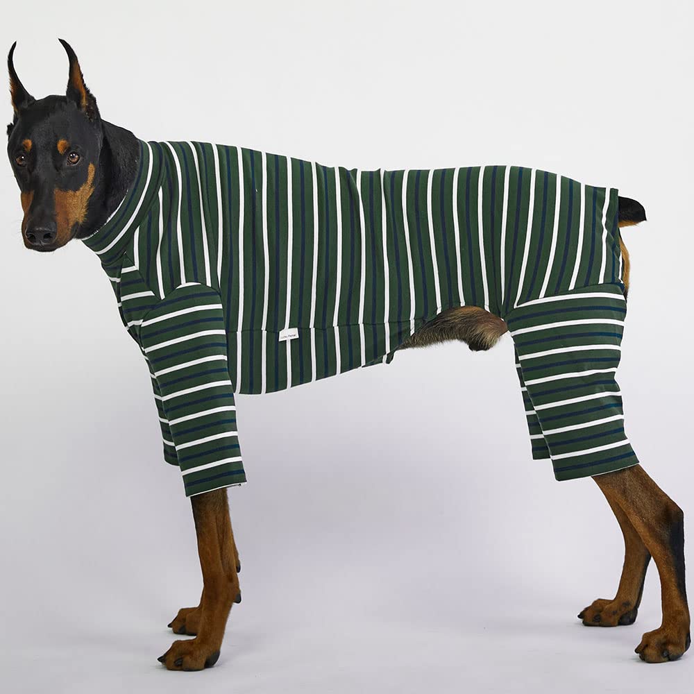 Lucky Petter Dog Pajamas - Basic Onesie Doggie Jammies Stretchable Dog Jumpsuit Bodysuit Pjs (5X-Large, Stripe Green)