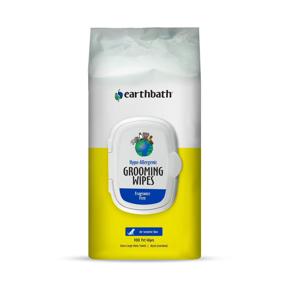 Earthbath Dog Grooming Wipes - Dog Wipes For Paws And Butt, Pet Wipes For Dogs & Cats, Helps Itchy & Dry Skin -Fragrance Free, 100 Count (1 Pack)