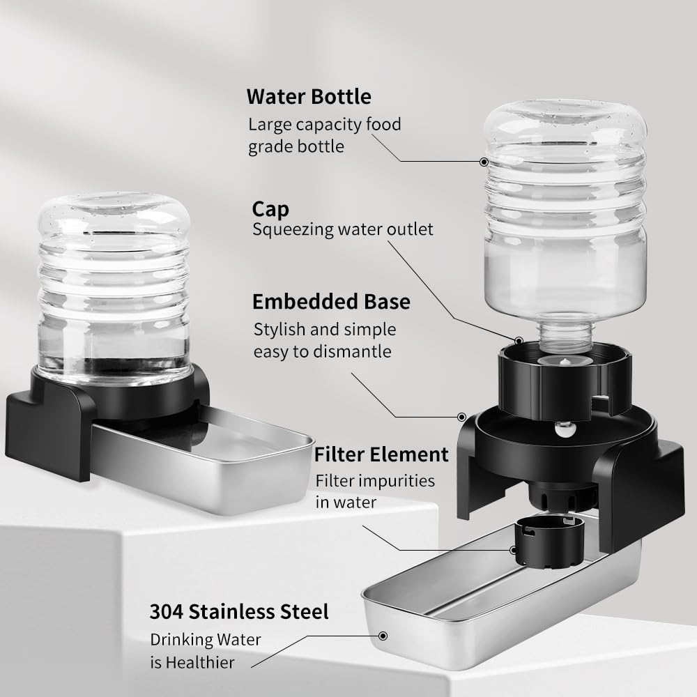 Marchul 2.3 Gallon Dog Water Dispenser, Large Dog Water Bowl Dispenser With Stainless Steel, Automatic Gravity Pet Bowl For Dogs