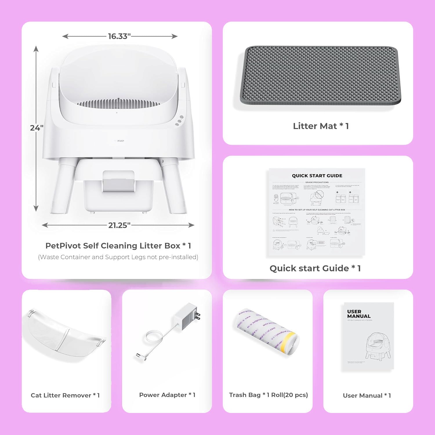 Autoscooper 11 Self Cleaning Litter Box, Open-Top Design For Multiple Cats, Integrated Safety Protection, White (Manufactured By