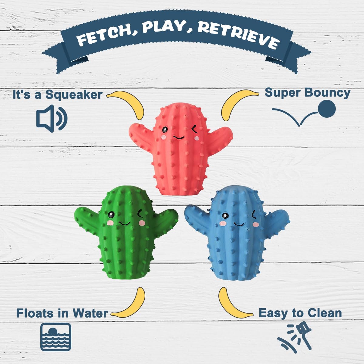 Pawdoer Squeaky Dog Toys, Soft Latex Squeaky Dog Ball For Small Dogs Puppies, Cute Bounce Squeak Cactus Pet Toys