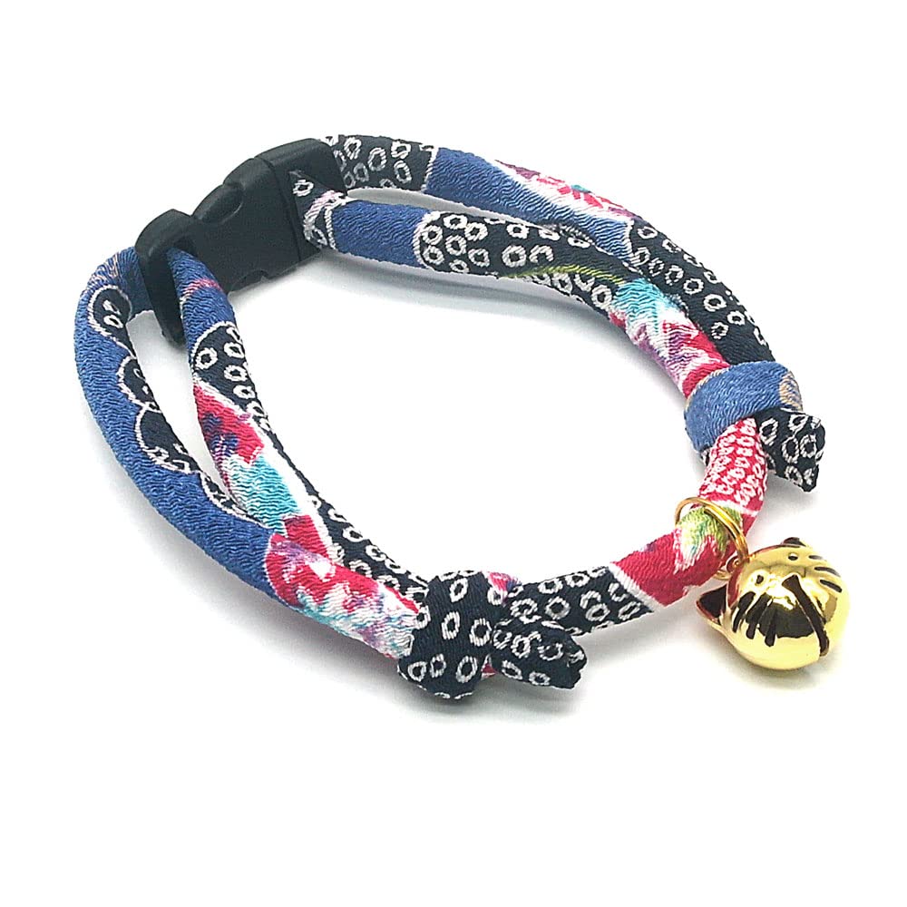 Petsokoo Cat Collar With Kitty Face Bell. Cute Japan Chirimen Kitten Collar. Soft & Lightweight.