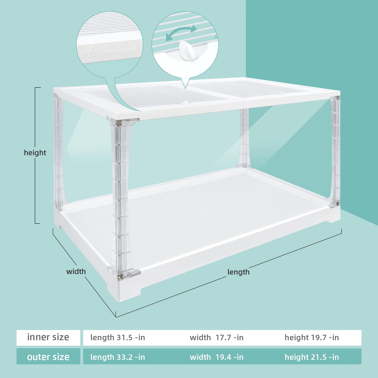 Niteangel Stacker Series Hamster Cage - Stackable & Large Glass Enclosure For Hamster Gerbils Mice Lemming Degus Or Other Small-