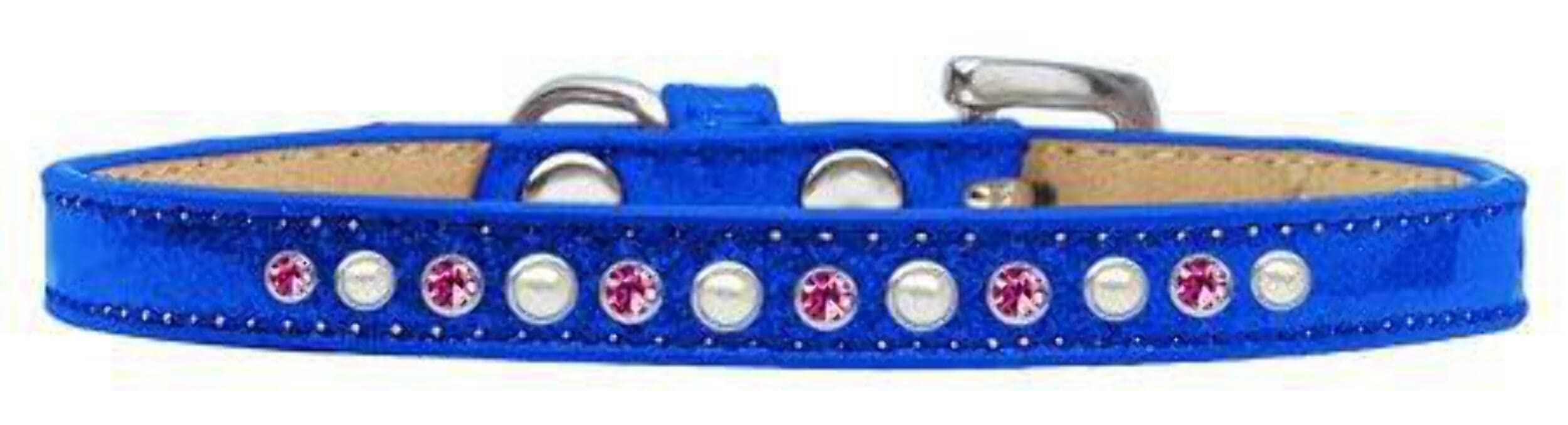 Dog, Puppy and Pet Ice Cream Collar, Pearl & Pink Crystal Rimsets Silver 16