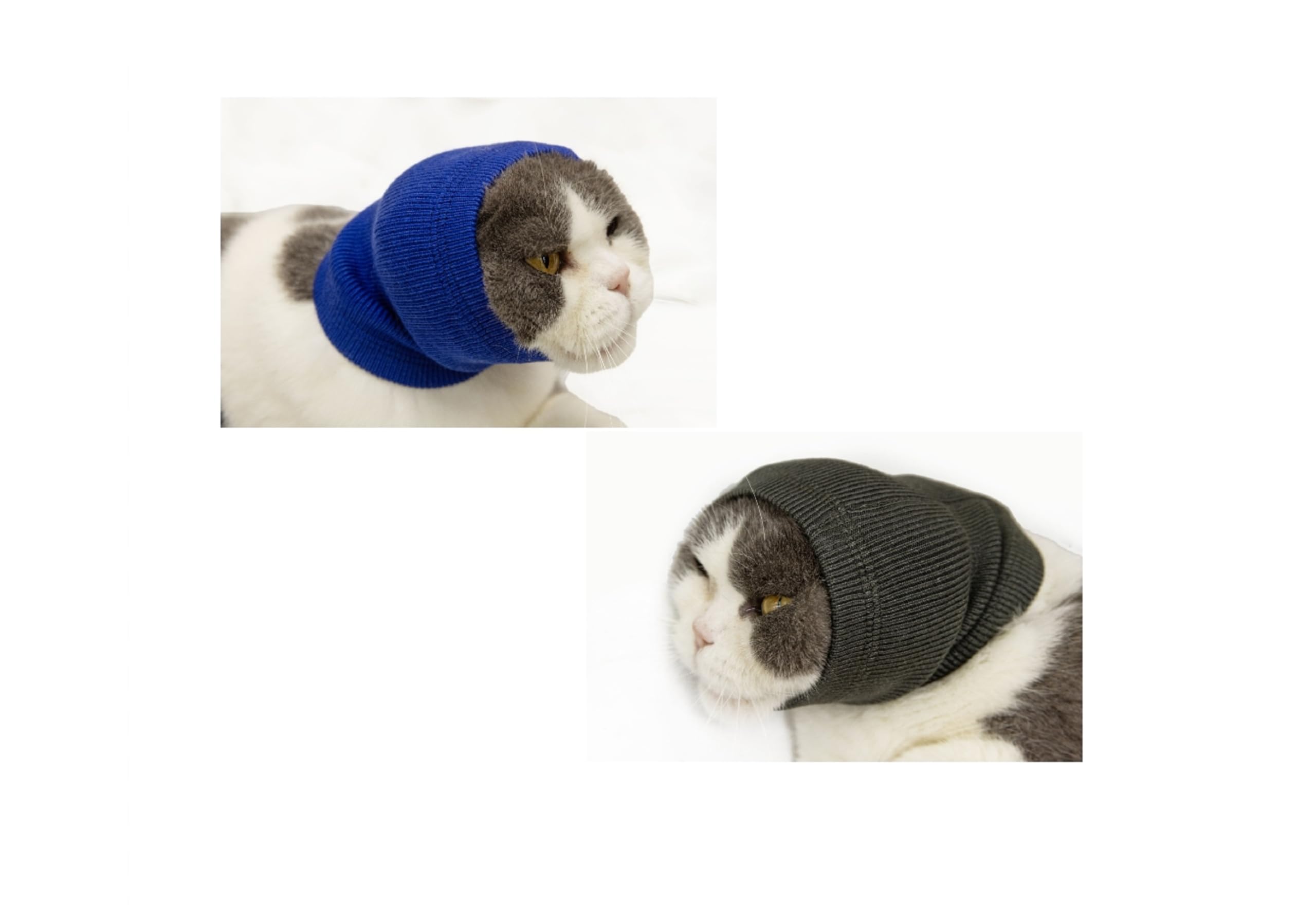 DDFS Cat Head Cover, 2Pcs Cat Ear Wrap&Cats-Anxiety & Stress Relief - Ear Wrap for Cats Use in Bath Blue+Grey S