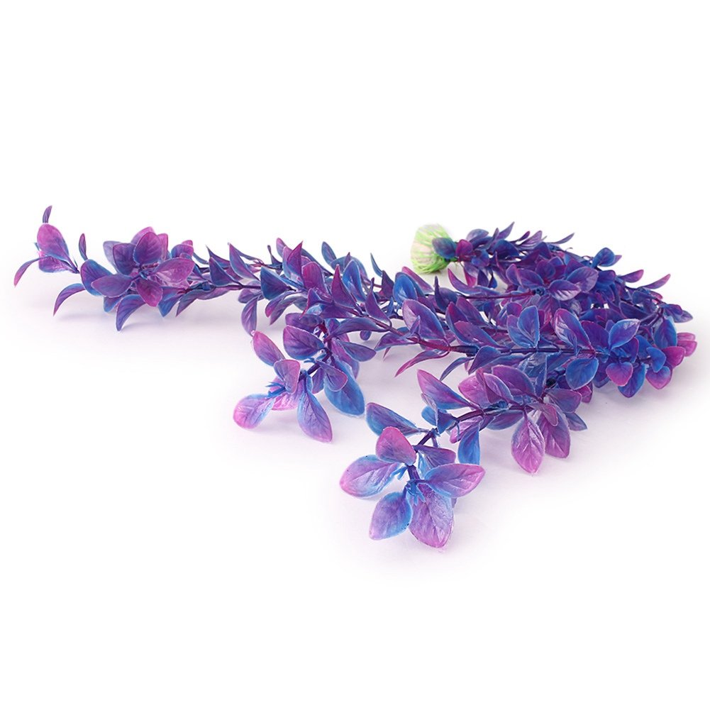 Mallofusa Artificial Aquarium Plants Decoration Plastic Water Ornament For Fish Tank Decor, 16Inch, Purple