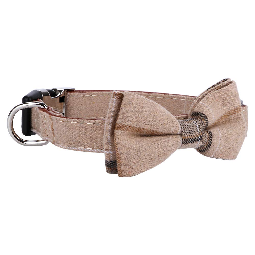Faleela Soft &Comfy Bowtie Dog Collar,Detachable And Adjustable Bow Tie Collar,For Small Medium Large Pet (S, Brown)