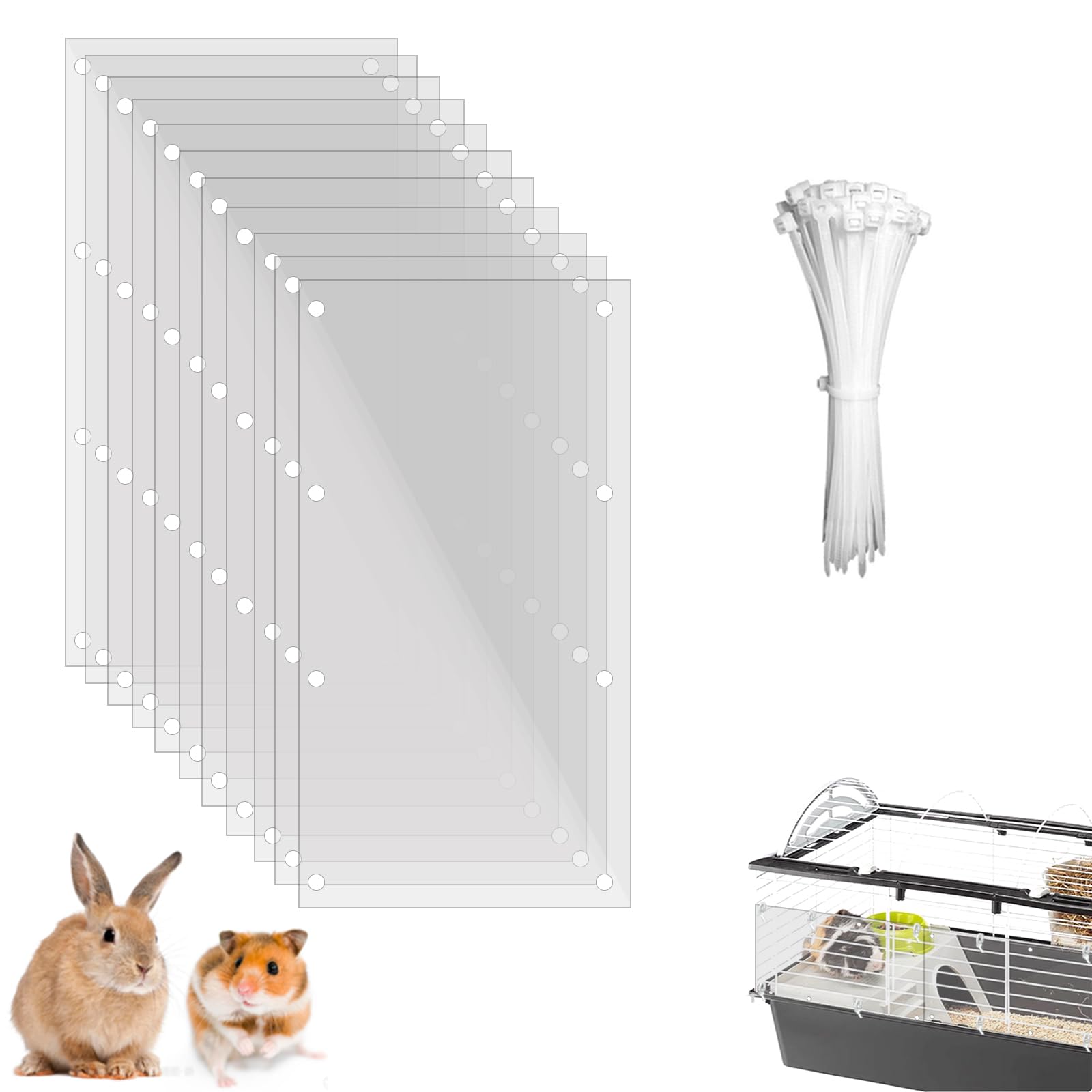 Pesandy Pet Cage Liner Protection, 12 Pcs Clear Edge Guard For Rabbit, Guinea Pig, Hamster, Hedgehog, Chinchilla, Ferret, Bunny 