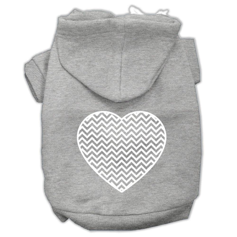 Pet Dog & Cat Hoodie Screen Printed, 'Chevron Heart' Blue 2Xl (20-25 Lbs.)