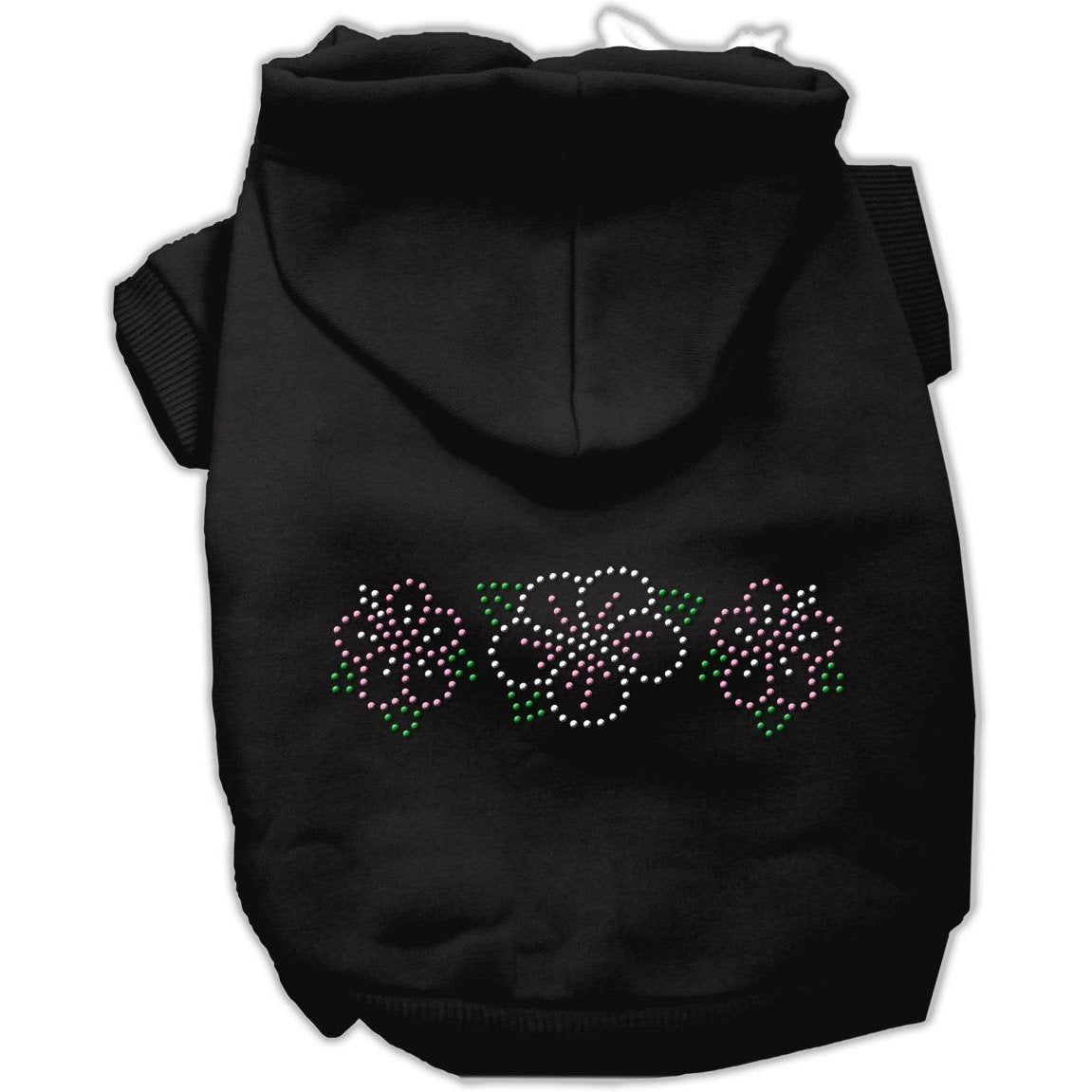 Mirage Pet Products 54-79BK Tropical Flowers Rhinestone Black Hoodie, X-Small