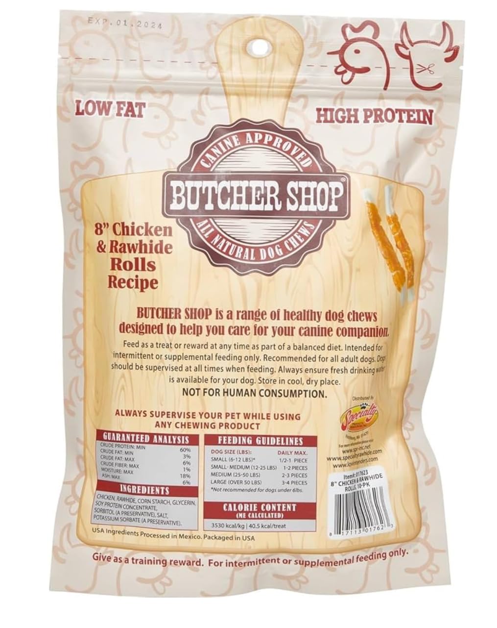 Butcher Shop Chicken and Rawhide Rolls Dog Treats (2 Pack - 20 Rolls)