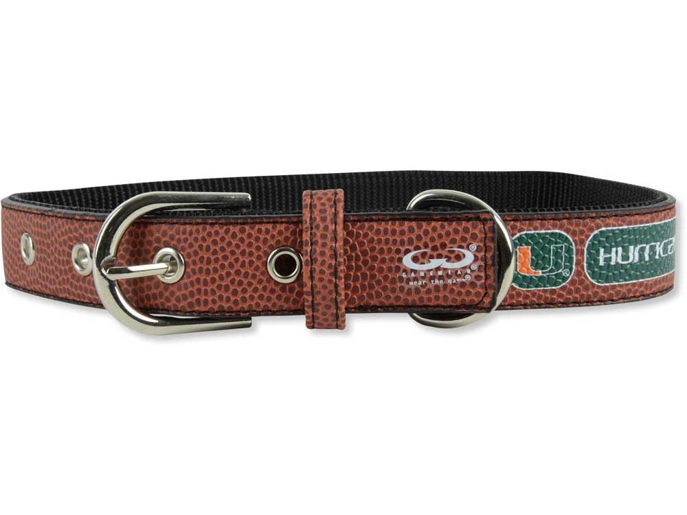 Ncaa Miami Hurricanes Classic Leather Football Collar, Small