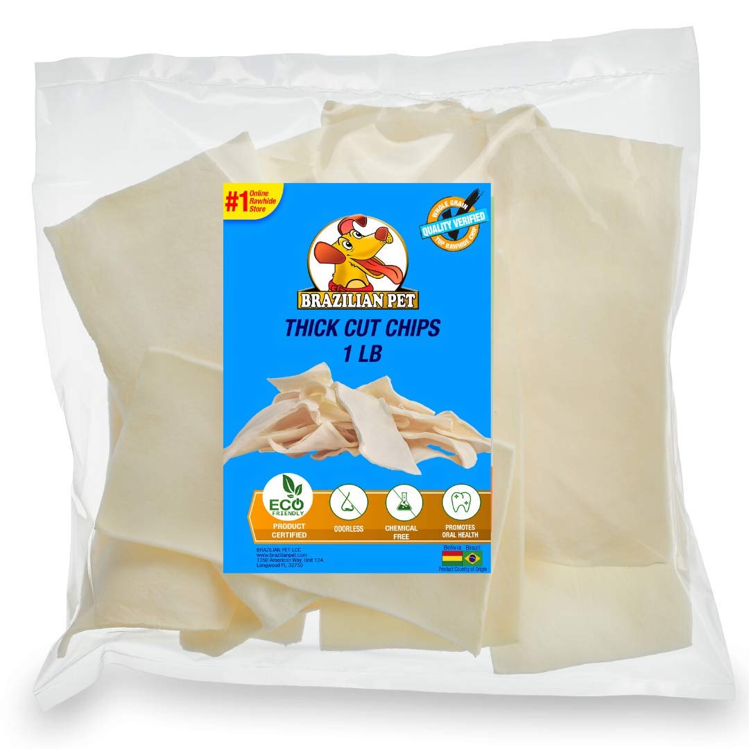 Premium Thick Cut Chips, Wholegrain Rawhide (Last Much Longer Than Traditional Chips). 100% Natural. Great Behavioral Dog Chewin