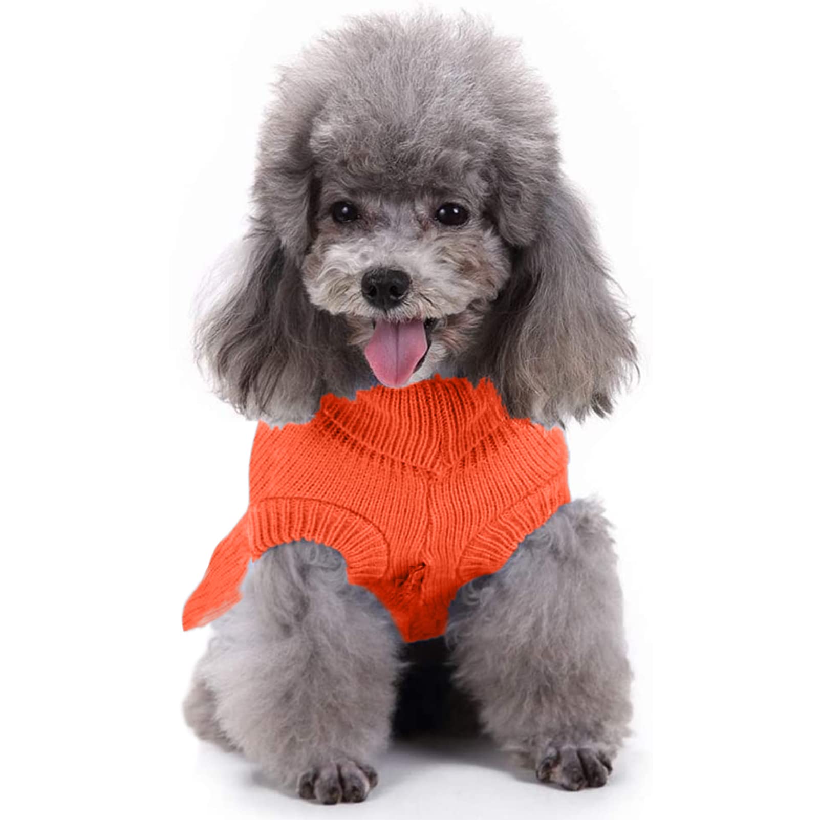 Chborchicen Small Dog Sweaters Knitted Pet Cat Warm Dog Sweatshirt Winter Clothes Kitten Puppy Sweater (Xs, Dress-Orange)