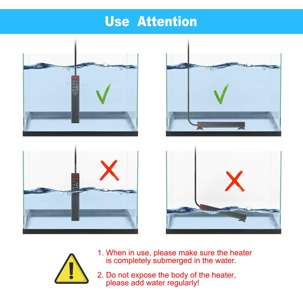 Datoo 25W Mini Aquarium Heater Betta Small Fish Tank Heater Submersible 3 To 5 Gallon, 1 Yr Warranty