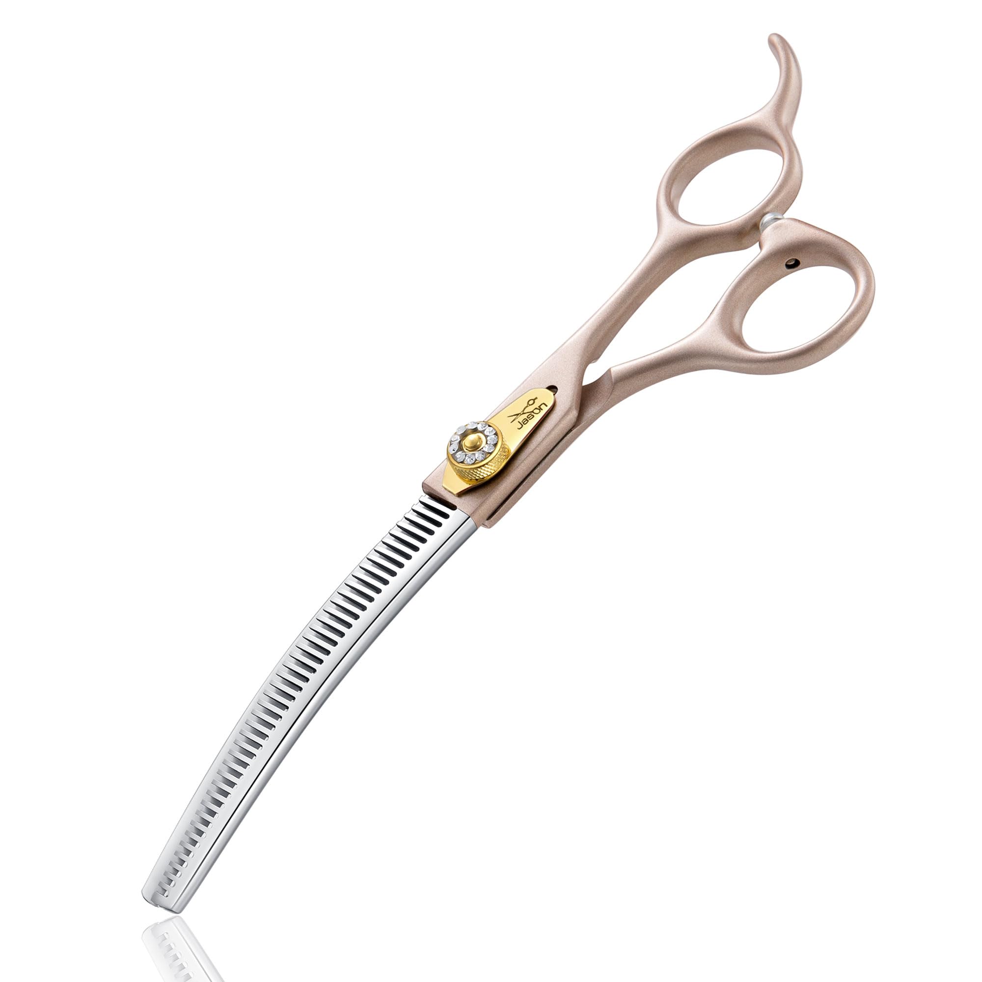 Jason Updated Curved Thinning Shears - 7    Professional Dog Grooming Scissors, 440C Stainless Steel, Adjustable Screws, 20%-25%