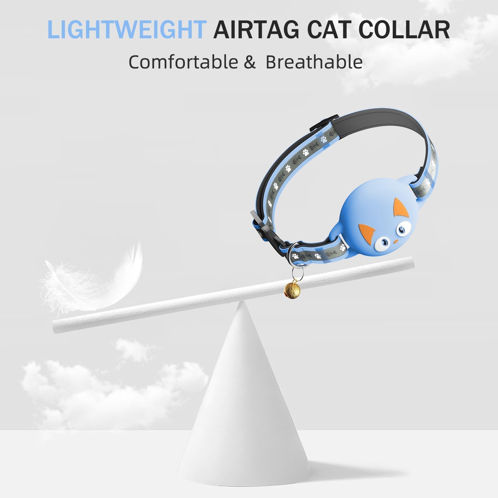 Airtag Cat Collar Breakaway, Reflective Kitten Collar With Apple Air Tag Holder And Bell For Girl Boy Cats, Lightweight Cat Coll
