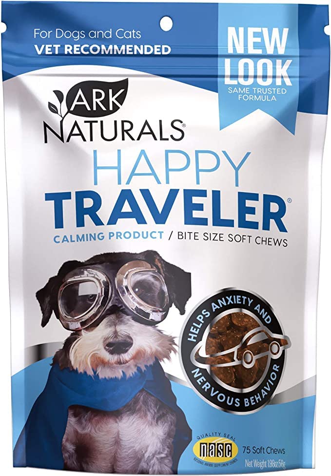 Ark Naturals Happy Traveler Soft Chews Natural Calming Treats For Dogs And Cats Reduces Anxious And Nervous Behavior 75 Count